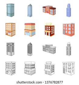 Isolated object of construction and building logo. Set of construction and estate stock symbol for web.