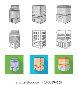 Isolated object of construction and building logo. Collection of construction and estate stock symbol for web.