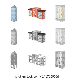 Isolated object of construction and building logo. Set of construction and estate stock vector illustration.