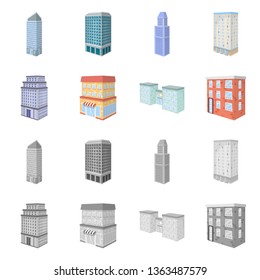 Isolated object of construction and building symbol. Collection of construction and estate stock vector illustration.
