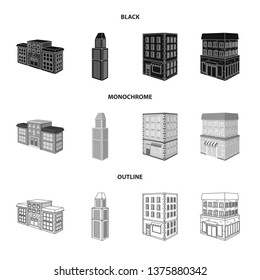 Isolated object of construction and building symbol. Collection of construction and estate stock vector illustration.