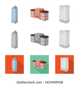 Isolated object of construction and building symbol. Set of construction and estate stock vector illustration.