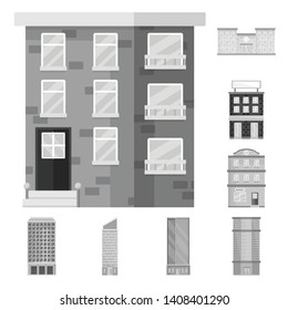 Isolated object of construction  and city logo. Set of construction  and center stock vector illustration.