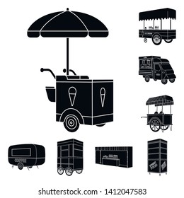 Isolated object of container and outdoor logo. Set of container and kiosk stock symbol for web.