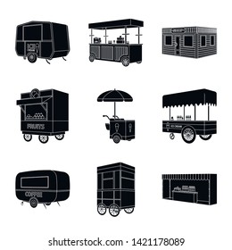Isolated object of container and outdoor logo. Collection of container and kiosk stock vector illustration.