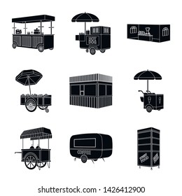 Isolated object of container and outdoor symbol. Collection of container and kiosk vector icon for stock.