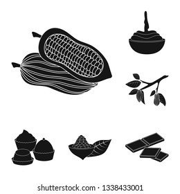 Isolated object of cooking and brown   icon. Collection of cooking and beans stock vector illustration.