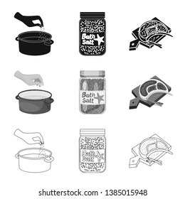Isolated object of cooking and sea icon. Set of cooking and baking   stock vector illustration.