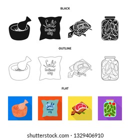 Isolated object of cooking and sea logo. Set of cooking and baking   stock vector illustration.