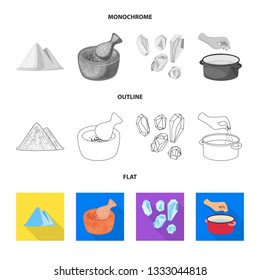 Isolated object of cooking and sea logo. Collection of cooking and baking   stock vector illustration.
