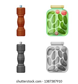 Isolated object of cooking and sea sign. Set of cooking and baking   stock vector illustration.