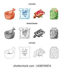 Isolated object of cooking and sea sign. Set of cooking and baking stock symbol for web.