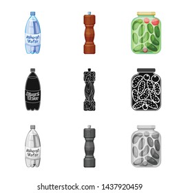 Isolated object of cooking and sea symbol. Set of cooking and baking vector icon for stock.