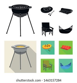 Isolated object of cookout and wildlife icon. Collection of cookout and rest vector icon for stock.