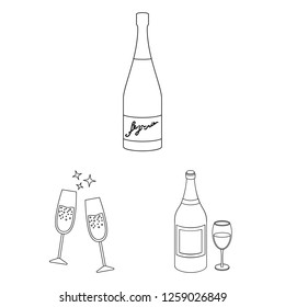 Isolated object of cork and new icon. Collection of cork and wine vector icon for stock.