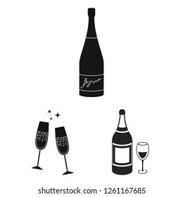 Isolated object of cork and new logo. Collection of cork and wine vector icon for stock.