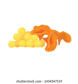 Isolated object of corn and sticks icon. Set of corn and chanterelle vector icon for stock.