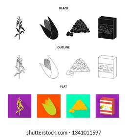 Isolated object of cornfield and vegetable icon. Set of cornfield and vegetarian stock vector illustration.