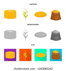 Isolated object of cornfield and vegetable icon. Collection of cornfield and vegetarian vector icon for stock.