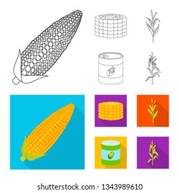 Isolated object of cornfield and vegetable icon. Collection of cornfield and vegetarian stock vector illustration.