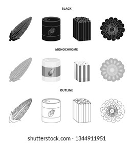 Isolated object of cornfield and vegetable icon. Collection of cornfield and vegetarian stock symbol for web.