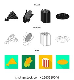 Isolated object of cornfield and vegetable icon. Set of cornfield and vegetarian vector icon for stock.