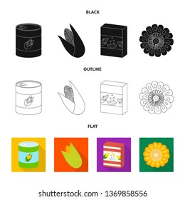 Isolated object of cornfield and vegetable icon. Set of cornfield and vegetarian stock symbol for web.