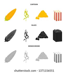 Isolated object of cornfield and vegetable icon. Set of cornfield and vegetarian vector icon for stock.