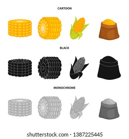 Isolated object of cornfield and vegetable icon. Set of cornfield and vegetarian stock symbol for web.