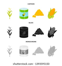 Isolated object of cornfield and vegetable icon. Collection of cornfield and vegetarian stock vector illustration.