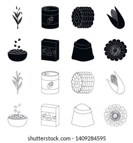 Isolated object of cornfield and vegetable icon. Collection of cornfield and vegetarian stock vector illustration.
