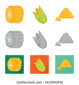 Isolated object of cornfield and vegetable icon. Set of cornfield and vegetarian stock symbol for web.