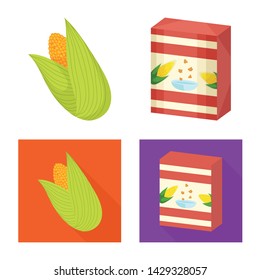 Isolated object of cornfield and vegetable icon. Collection of cornfield and vegetarian stock vector illustration.