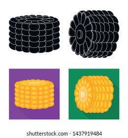 Isolated object of cornfield and vegetable icon. Collection of cornfield and vegetarian stock symbol for web.