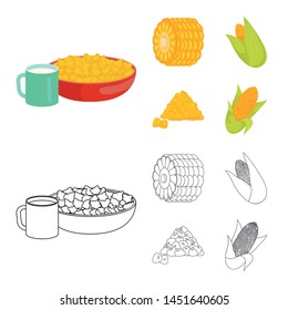 Isolated object of cornfield and vegetable icon. Collection of cornfield and vegetarian vector icon for stock.