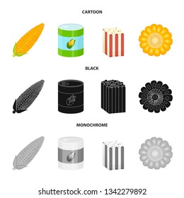 Isolated object of cornfield and vegetable logo. Collection of cornfield and vegetarian vector icon for stock.