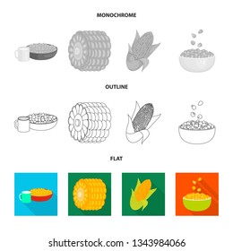 Isolated object of cornfield and vegetable logo. Collection of cornfield and vegetarian vector icon for stock.