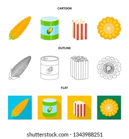 Isolated object of cornfield and vegetable logo. Set of cornfield and vegetarian stock vector illustration.