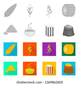 Isolated object of cornfield and vegetable logo. Set of cornfield and vegetarian stock symbol for web.