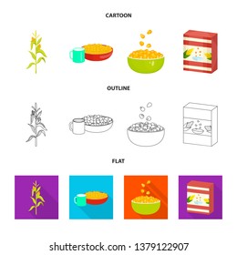 Isolated object of cornfield and vegetable logo. Collection of cornfield and vegetarian vector icon for stock.