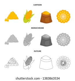 Isolated object of cornfield and vegetable logo. Set of cornfield and vegetarian stock vector illustration.