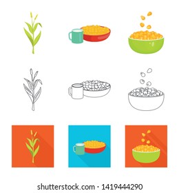 Isolated object of cornfield and vegetable logo. Set of cornfield and vegetarian vector icon for stock.