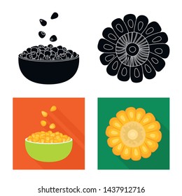 Isolated object of cornfield and vegetable logo. Set of cornfield and vegetarian stock symbol for web.