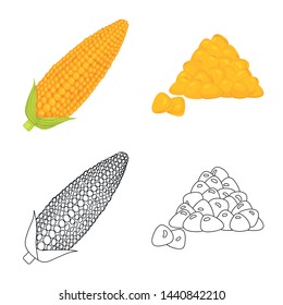 Isolated object of cornfield and vegetable logo. Set of cornfield and vegetarian stock symbol for web.