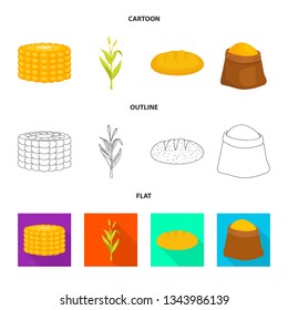 Isolated object of cornfield and vegetable sign. Collection of cornfield and vegetarian vector icon for stock.