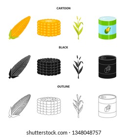 Isolated object of cornfield and vegetable sign. Collection of cornfield and vegetarian stock symbol for web.