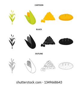 Isolated object of cornfield and vegetable sign. Set of cornfield and vegetarian vector icon for stock.
