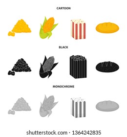 Isolated object of cornfield and vegetable sign. Set of cornfield and vegetarian vector icon for stock.