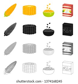 Isolated object of cornfield and vegetable sign. Collection of cornfield and vegetarian vector icon for stock.