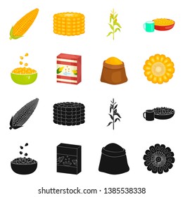 Isolated object of cornfield and vegetable sign. Collection of cornfield and vegetarian stock vector illustration.